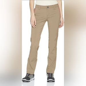 Prana Aria Hiking Cargo Straight Leg Pants Convertible Capri Khaki Orange Zip